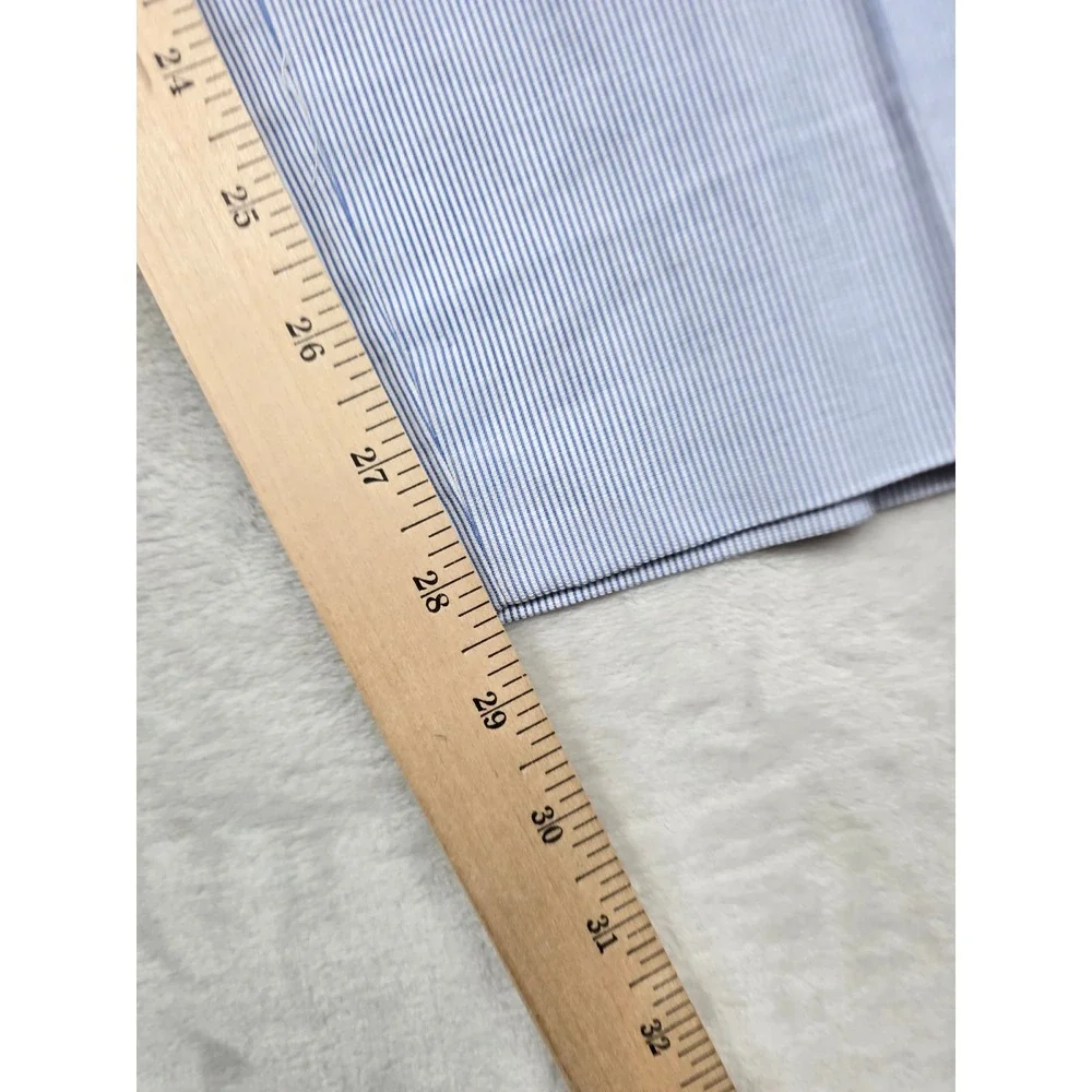 Alan Flusser Seersucker Dress Pants Mens 34x29‎ Blue White Micro Stripe Cotton
